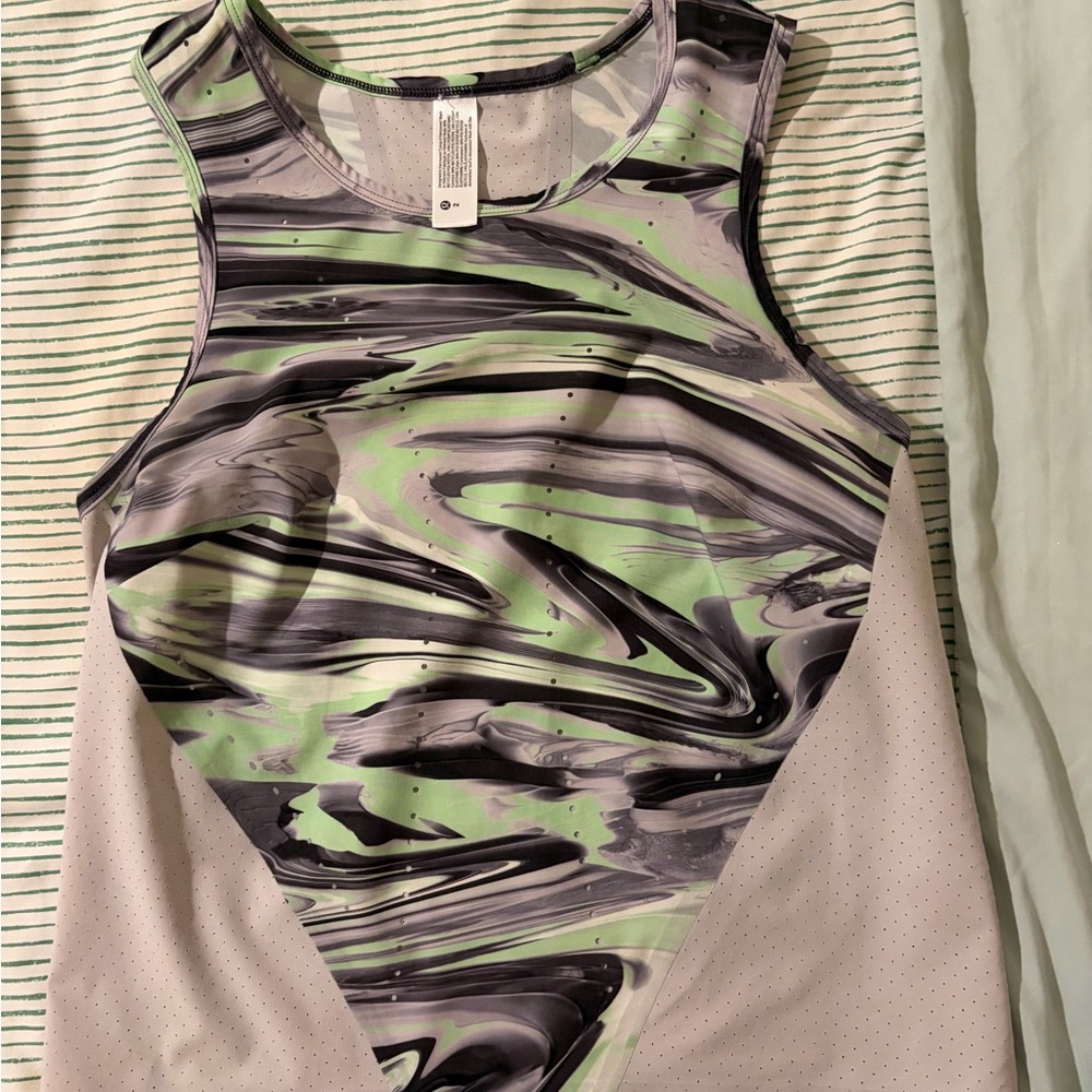 lululemon athletica Green and Black Swirl Tank Top